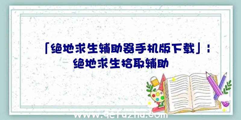 「绝地求生辅助器手机版下载」|绝地求生拾取辅助